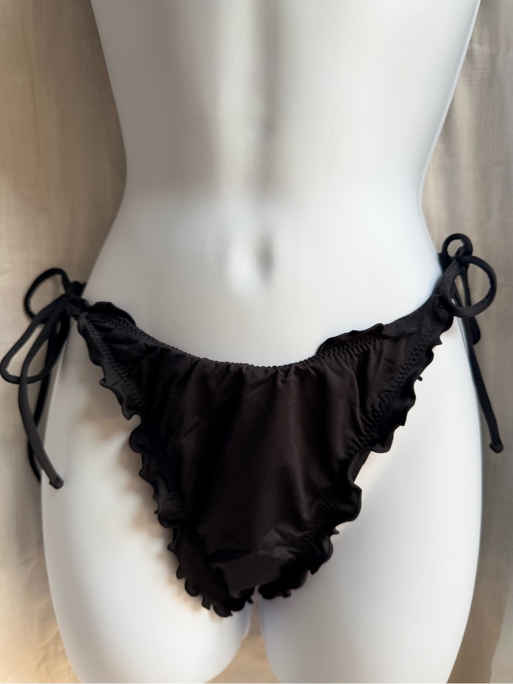 l*space Black Ruffle Tie-Side Bikini Bottom